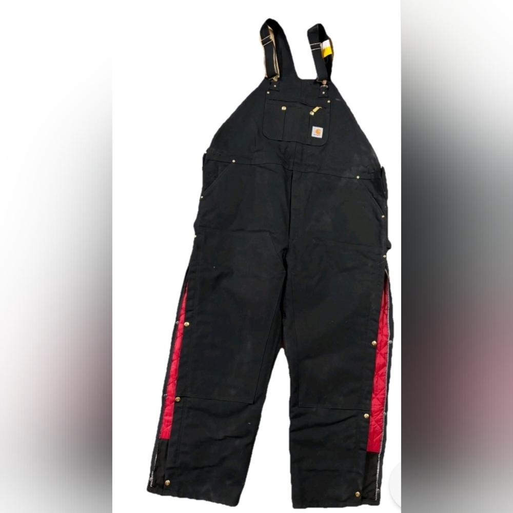 *NEW* 2XL Insulated Carhartt 14806 Black Bib Overalls w/Zip To Waist 46x32